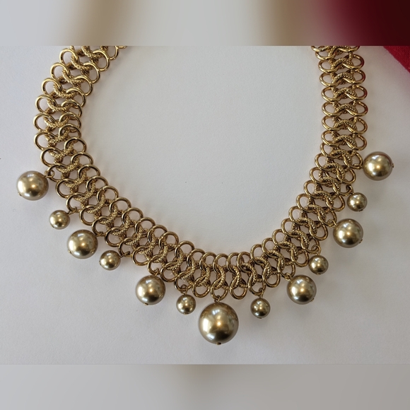 Vtg Gold Tone Collar Choker Necklace KJL 15” Long Statement Gorgeous - Picture 3 of 9